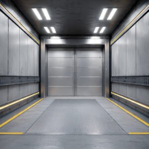 ultra realistic image of a heavy duty freight elevator