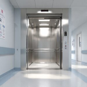 ultra realistic image of a hospital elevator in